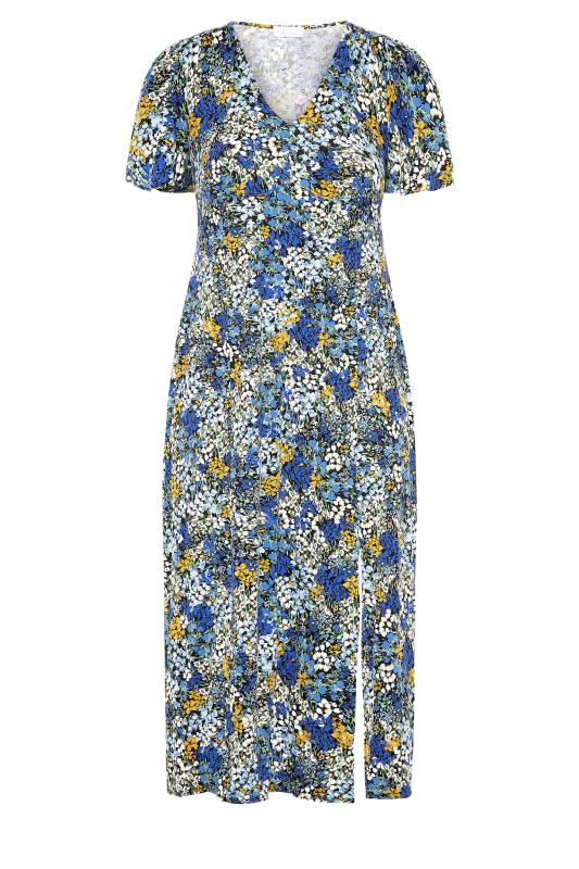 YOURS LONDON Curve Blue Floral V-Neck Tea Dress 7