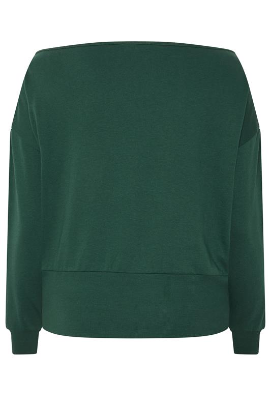 LIMITED COLLECTION Plus Size Forest Green Wide Neckline Sweatshirt | Yours Clothing 6