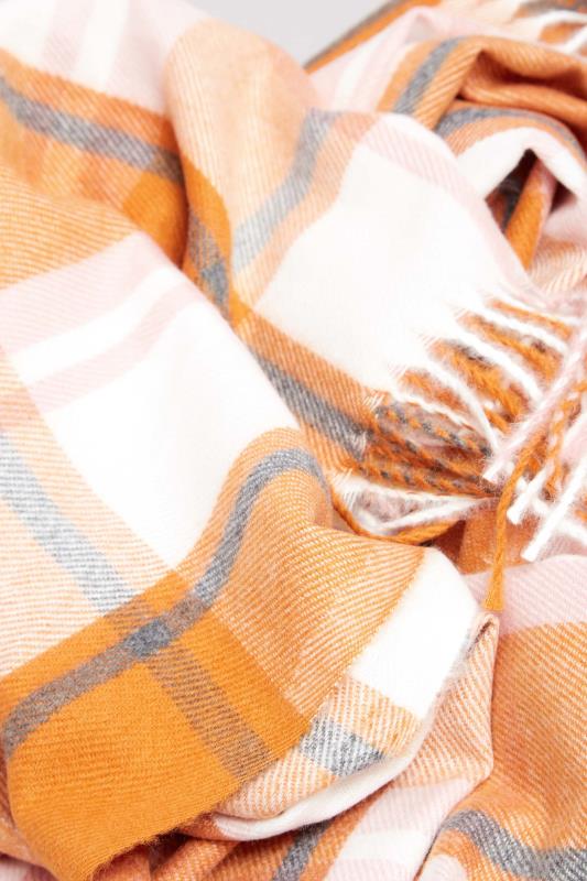 Orange Check Tassel Scarf | Yours Clothing  3