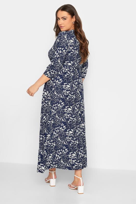 YOURS Curve Plus Size Navy Blue Floral Print Maxi Dress | Yours Clothing  3