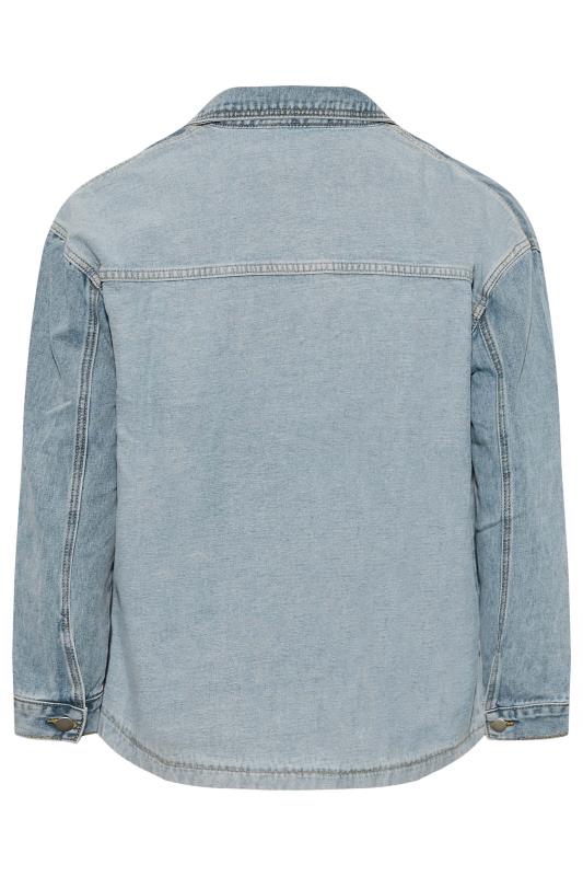 Plus Size Blue Patchwork Denim Jacket | Yours Clothing 7