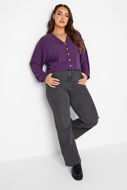 LIMITED COLLECTION Plus Size Purple Cropped Cardigan | Yours Clothing 2