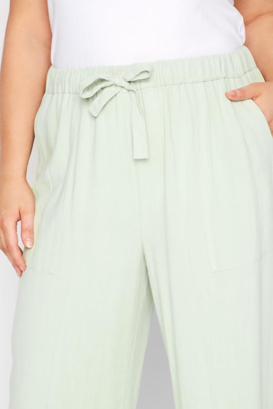 Plus Size Light Green Linen Wide Leg Trousers | Yours Clothing 4