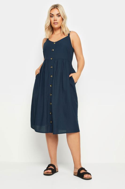 YOURS Plus Size Navy Blue Strappy Sundress | Yours Clothing 2
