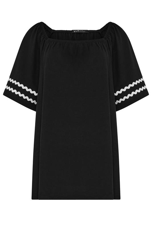 YOURS Plus Size Black Contrast Trim Square Neck T-Shirt | Yours Clothing 5