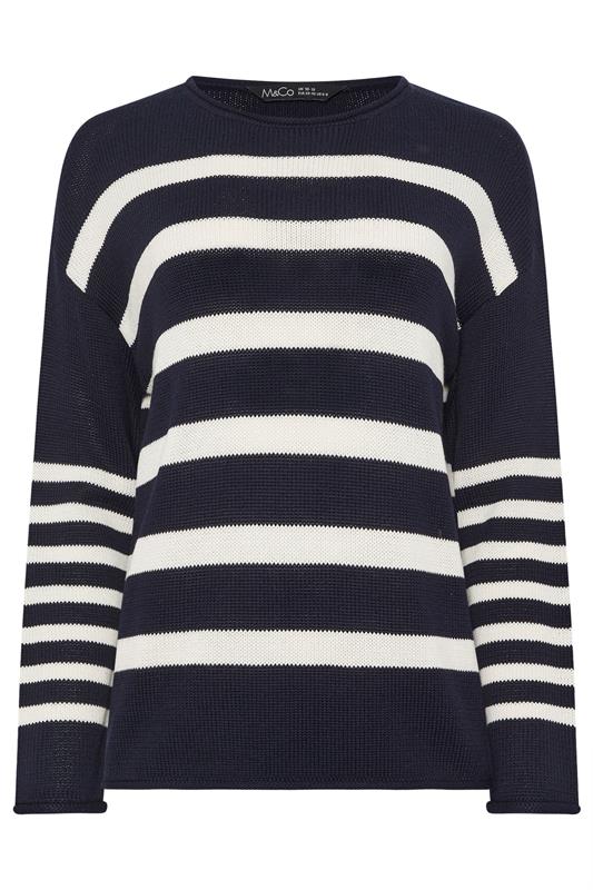 M&Co Navy Blue Stripe Relaxed Jumper | M&Co 5