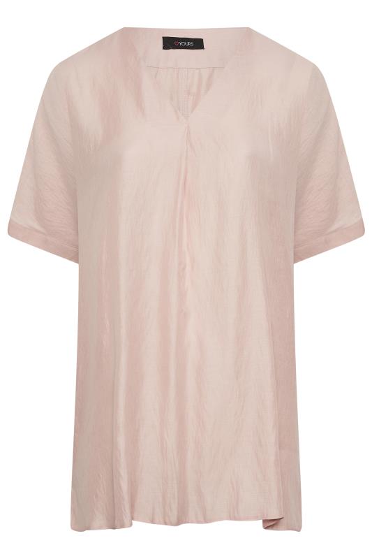 YOURS Curve Plus Size Light Pink V-Neck Top | Yours Clothing  6