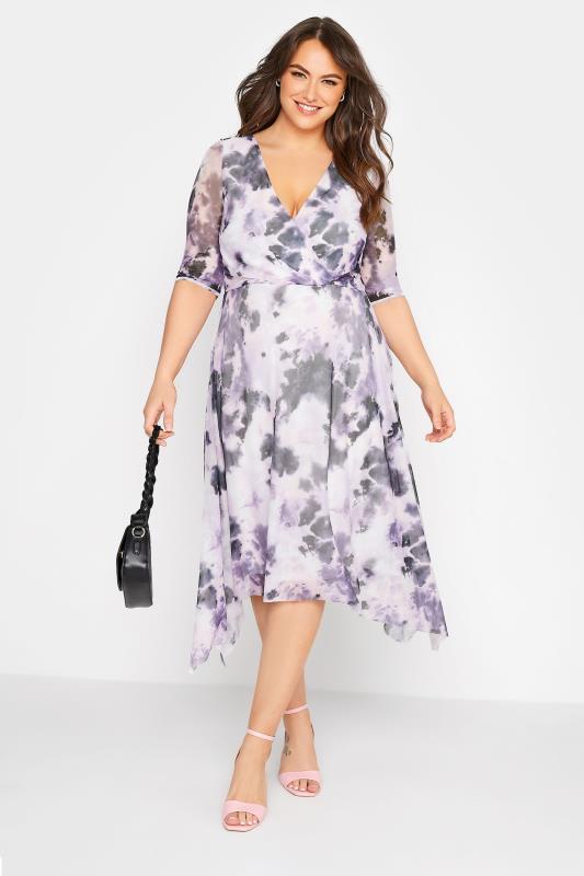 YOURS LONDON Curve Pink Marble Print Wrap Dress 2