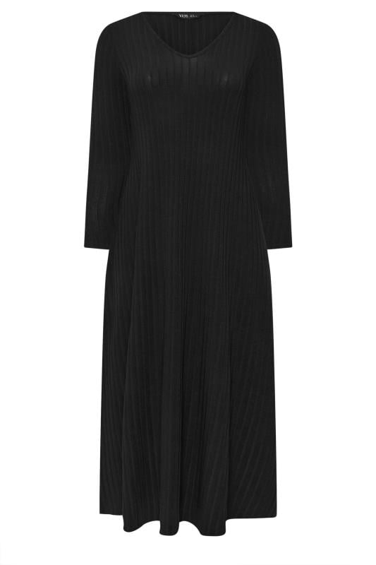 YOURS Plus Size Black Ribbed Maxi Dress | Yours Clothing 5