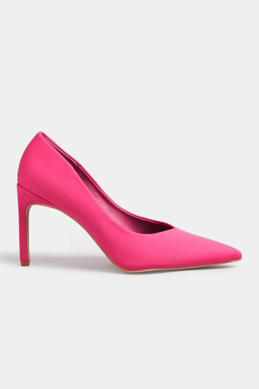 PixieGirl Hot Pink Heeled Court Shoes In Standard Fit | PixieGirl 3