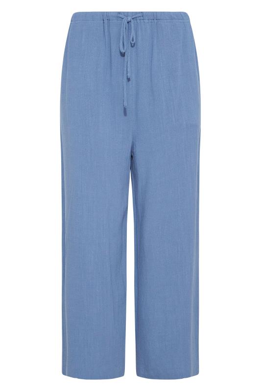LTS Tall Women's Blue Linen Blend Cropped Trousers | Long Tall Sally  4