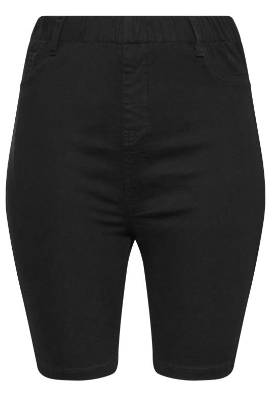 YOURS Plus Size Black Pull On Denim Cycling Shorts | Yours Clothing 4