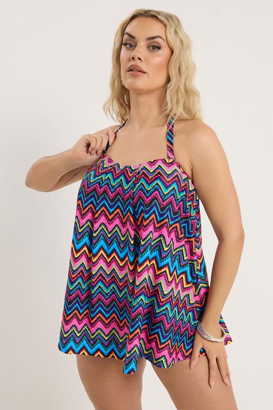 YOURS Plus Size Black Chevron Print Tankini Top | Yours Clothing 4