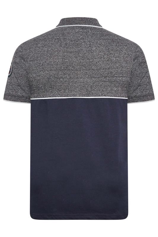 D555 Big & Tall Grey Marl Cut And Sew Polo Shirt | BadRhino 4