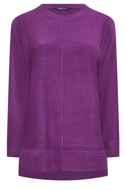 YOURS Plus Size Purple Front Seam Detail Jumper | Yours Clothing 6