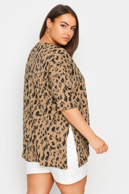 YOURS Plus Size Brown Leopard Print Oversized Top | Yours Clothing 3