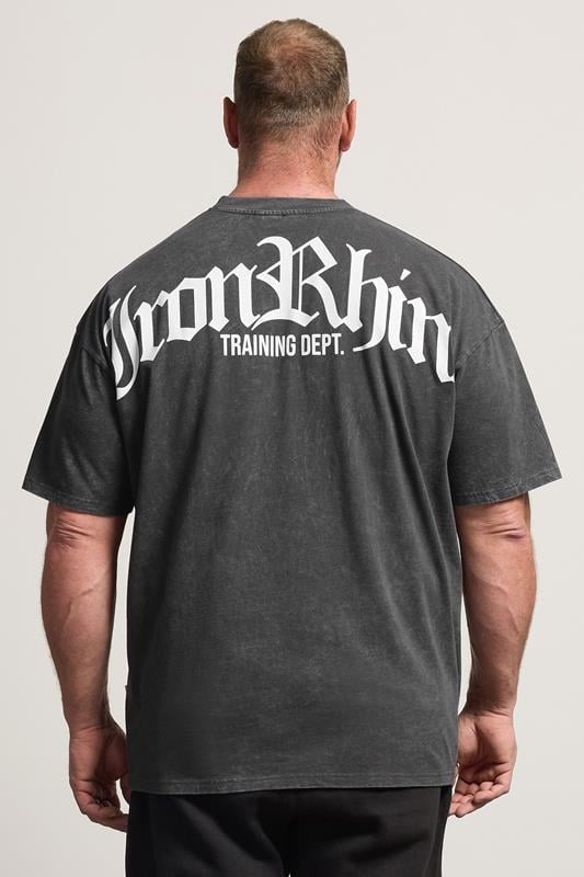 IronRhino Big & Tall Grey Acid Wash Old English T-Shirt | BadRhino 2