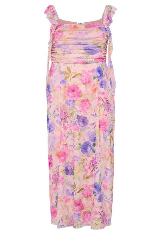 YOURS LONDON Plus Size Nude Floral Ruffle Dress 5
