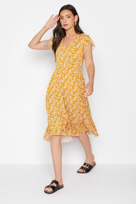 LTS Tall Orange Floral Print Midi Dress 2