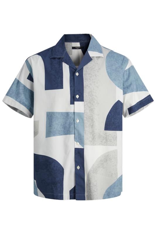 JACK & JONES Big & Tall Blue & Navy Abstract Print Resort Shirt | BadRhino 2