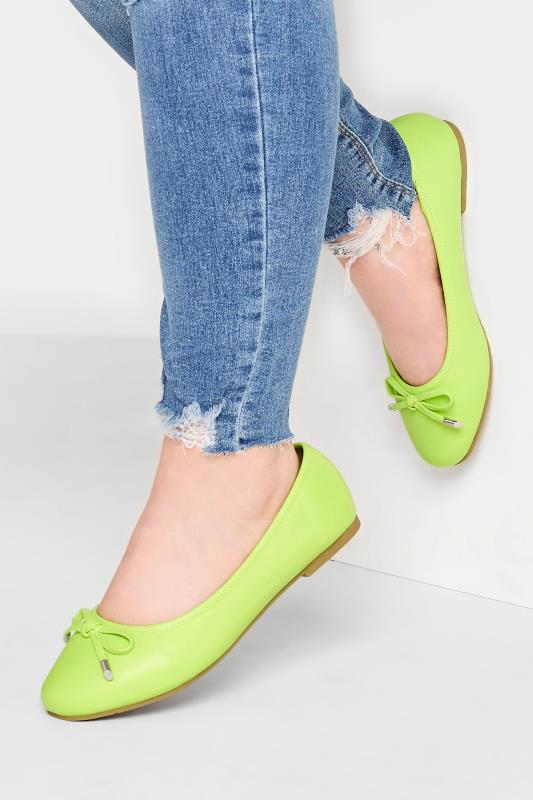 Green Ballerina Pumps In Wide E Fit & Extra Wide EEE Fit | Yours Clothing 1