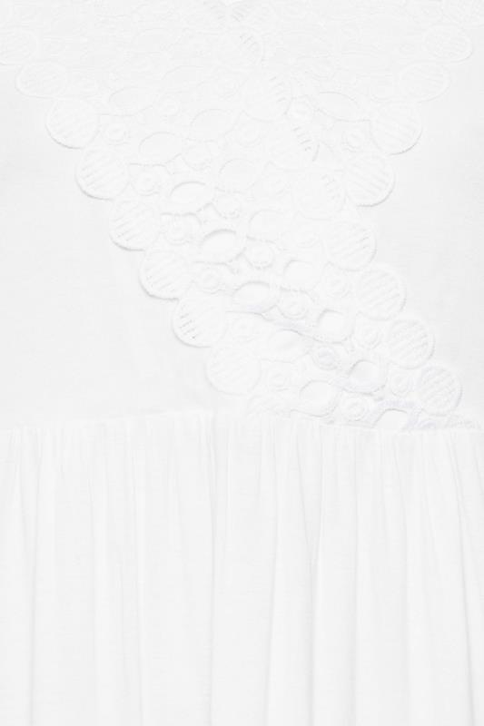 YOURS Plus Size White Crochet Trim Peplum Tunic Top | Yours Clothing 5