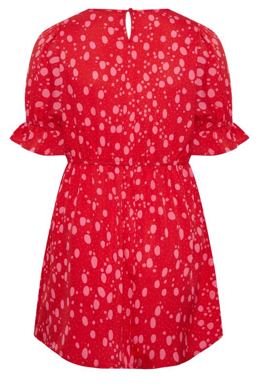 YOURS Plus Size Red Polka Dot Print Blouse | Yours Clothing 7
