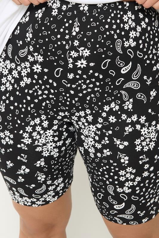 YOURSET 2 PACK Plus Size Black Paisley Print Cycling Shorts | Yours Clothing 8