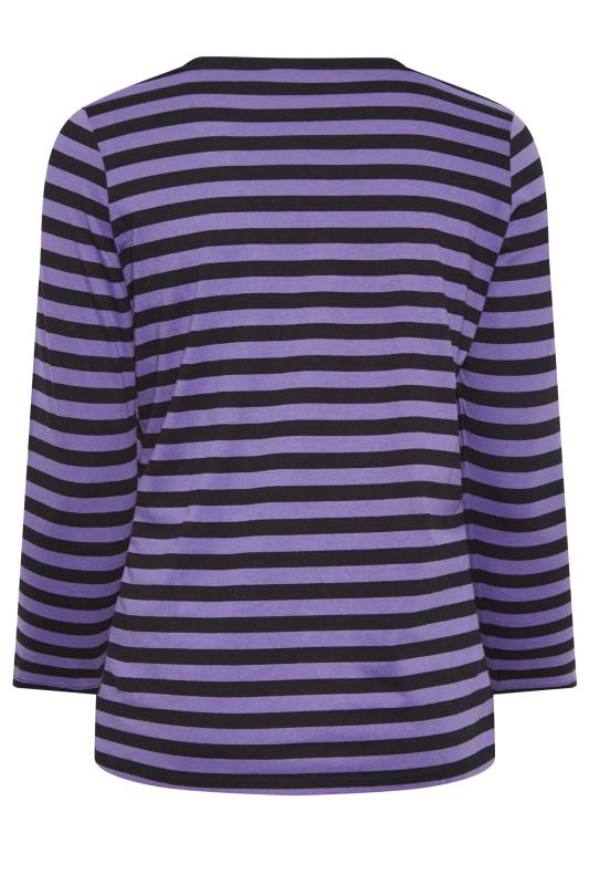 YOURS Plus Size Purple Stripe Top | Yours Clothing 7