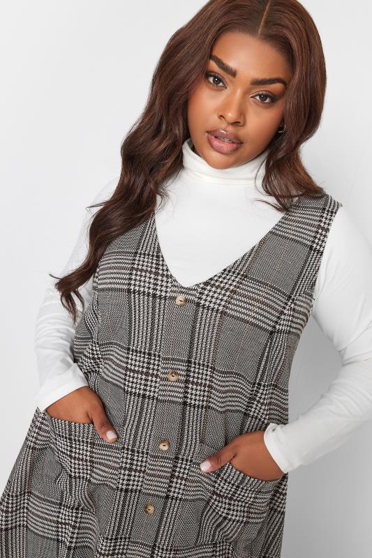 LIMITED COLLECTION Curve Grey Check A Line Pinafore Dress | Yours Clothing 4