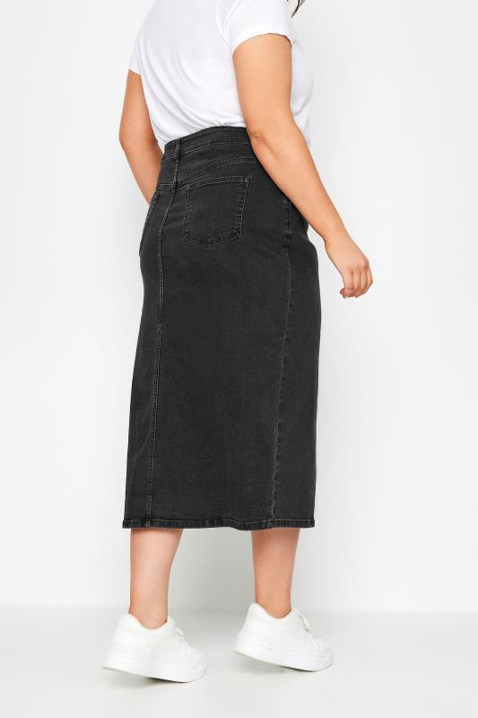 YOURS Plus Size Black Midi Stretch Denim Skirt | Yours Clothing 5