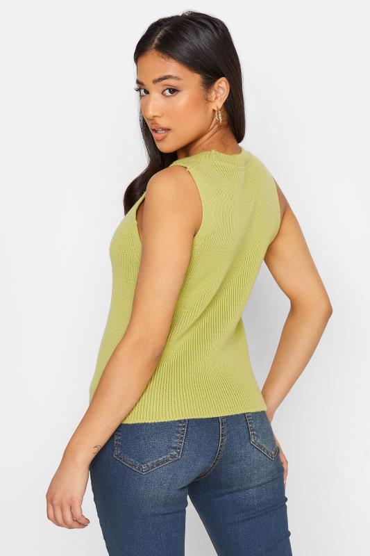 Petite Lime Green High Neck Knitted Vest Top | PixieGirl  4