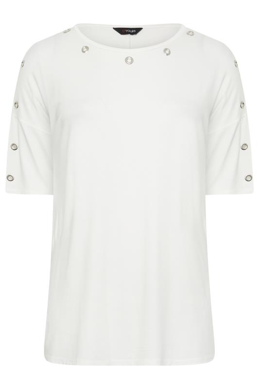 Plus Size White Eyelet Detail Oversized T-Shirt | Yours Clothing 6