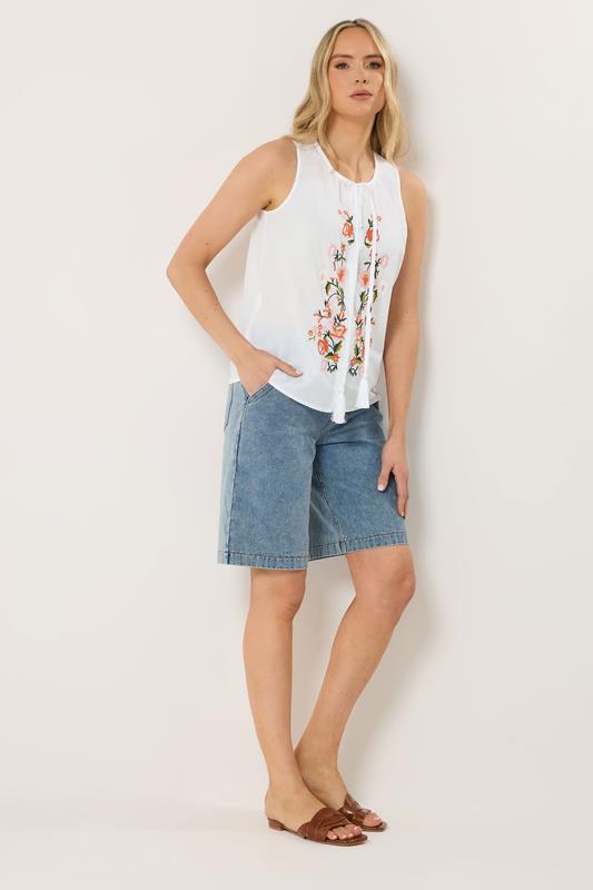 LTS Tall Women's White Floral Embroidered Vest Top | Long Tall Sally 2