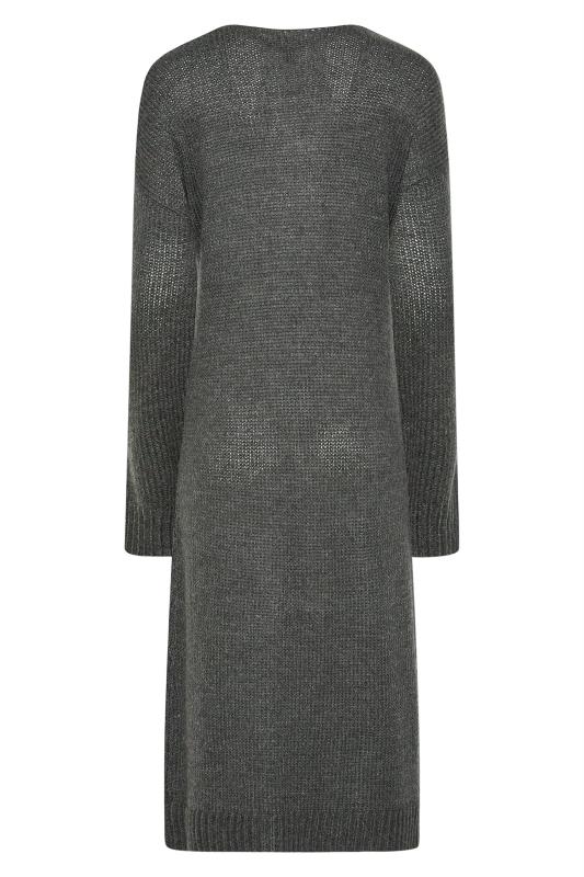 LTS Tall Charcoal Grey Knitted Midi Dress 7
