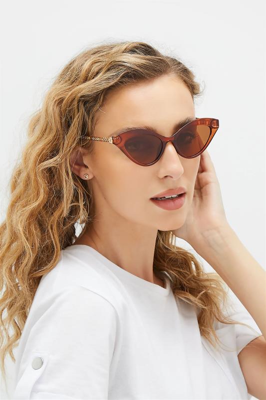 Plus Size  Yours Brown Cat Eye Sunglasses