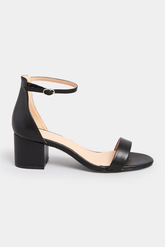 PixieGirl Black Mid Block Heel Sandals In Standard Fit | PixieGirl 3
