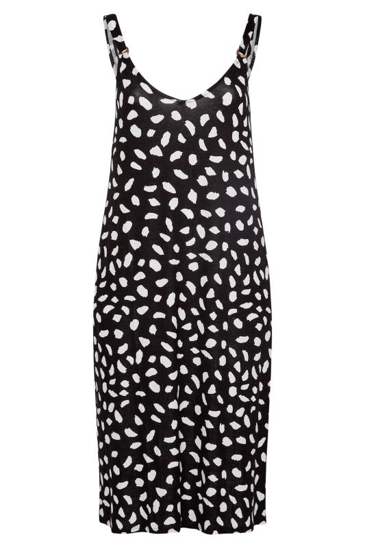 Curve Black Dalmatian Print Side Split Midi Beach Dress 6