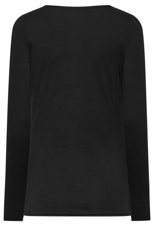 LTS Tall Black Long Sleeve Cut Out Neck Top 8