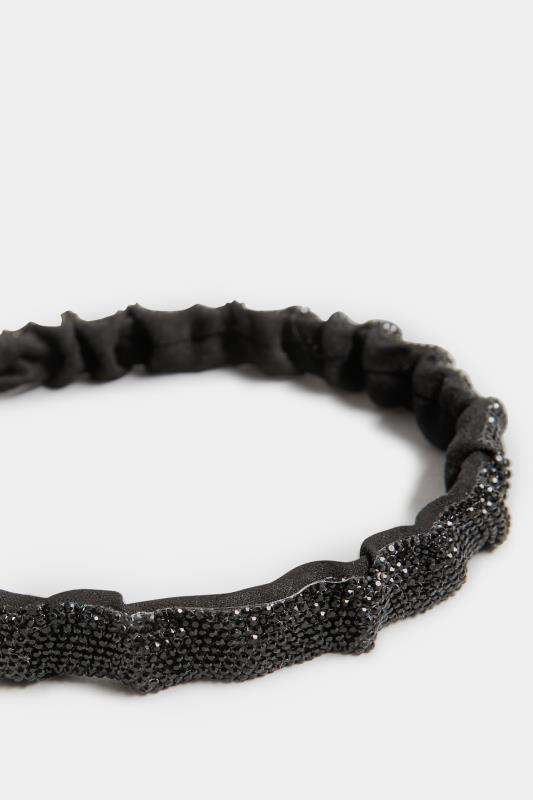 Black Diamante Ruched Headband | Yours Clothing 4