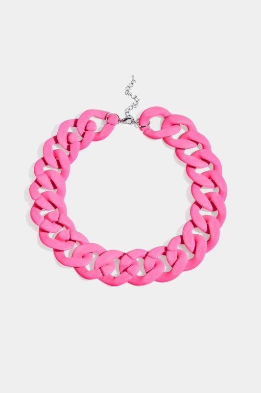 Tall  Yours Pink Chunky Chain Necklace