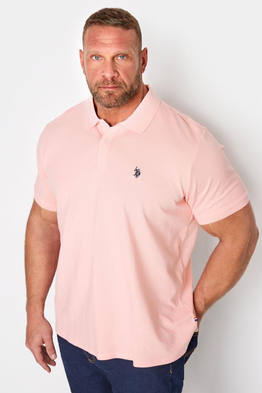Großen Größen  U.S. POLO ASSN. Big & Tall Pink Pique Polo Shirt