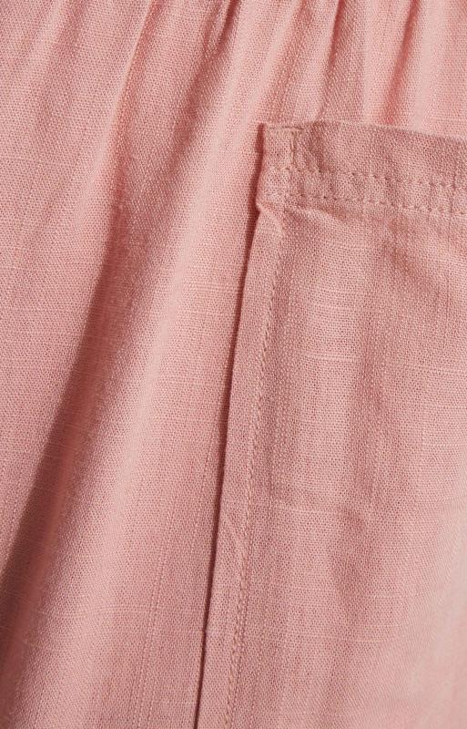 Plus Size Rose Pink Linen Blend Joggers | Yours Clothing  4