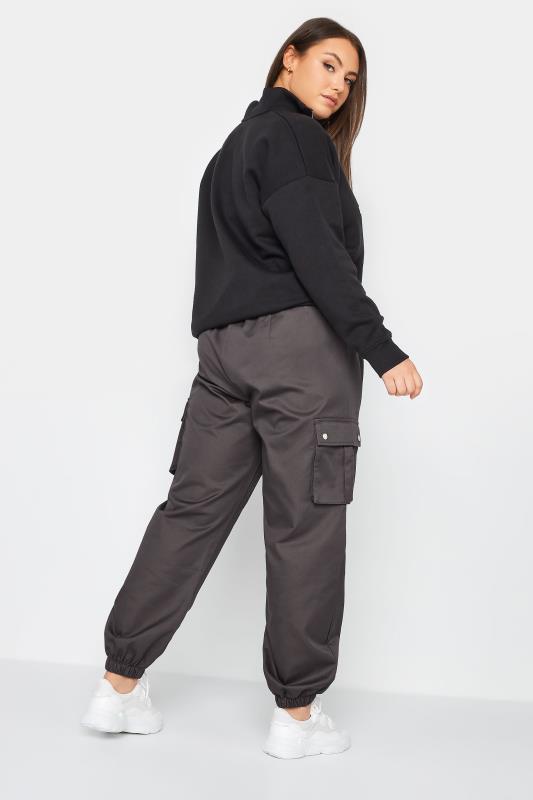 YOURS Plus Size Grey Cuffed Cargo Trousers | Yours Clothing 3