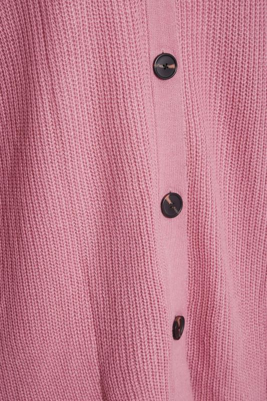 Plus Size Pink Knitted Collar Cardigan | Yours Clothing 5