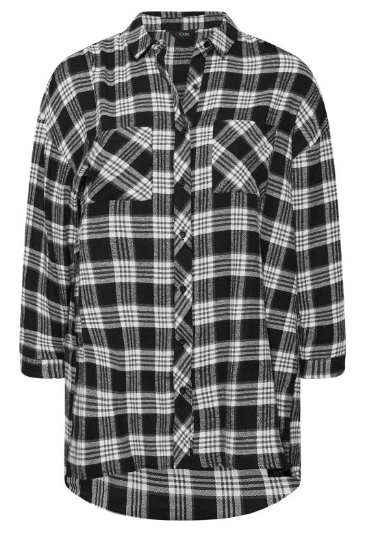 Plus Size Black Check Brushed Oversized Boyfriend Shirt | Yours Clothing 6