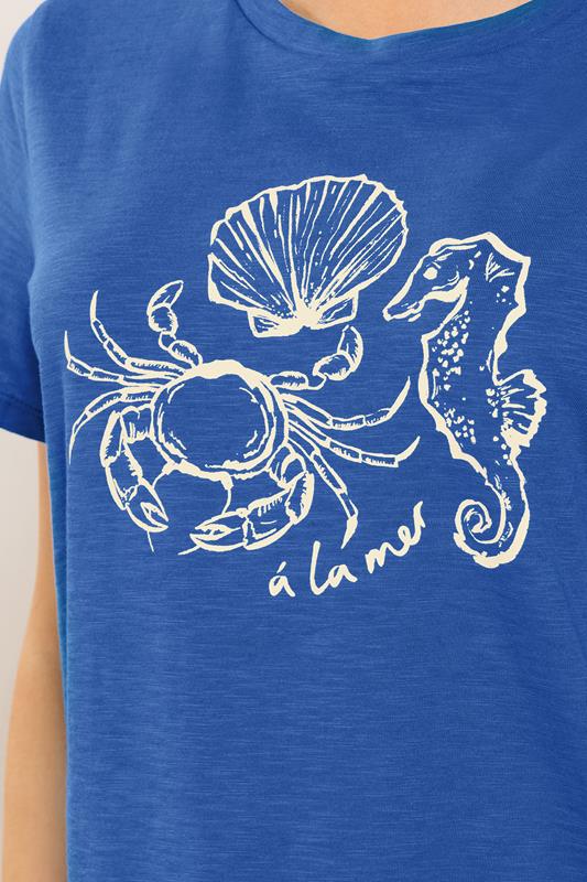 M&Co Blue 'A La Mer' Graphic Print Cotton T-Shirt | M&Co 4