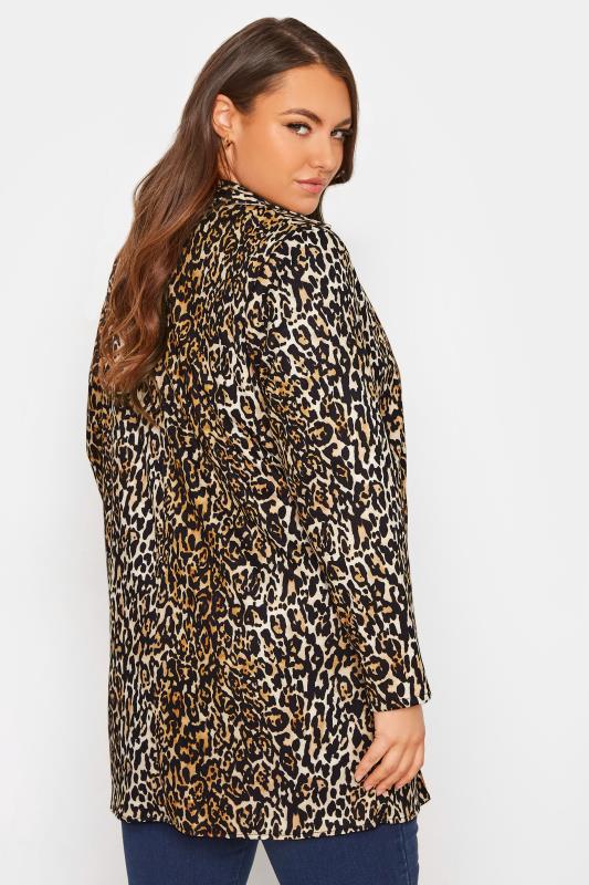 Curve Brown Leopard Print Longline Blazer 3