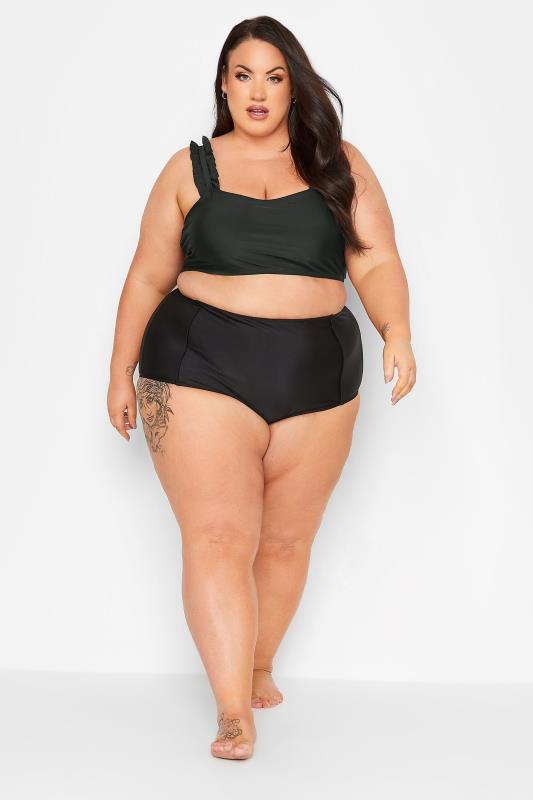 Plus Size Black Super High Waisted Tummy Control Bikini Briefs | Yours Clothing 4
