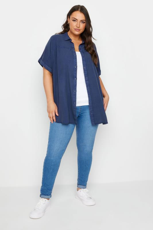 YOURS 2 PACK Plus Size Grey & Blue Chambray Shirts | Yours Clothing 4